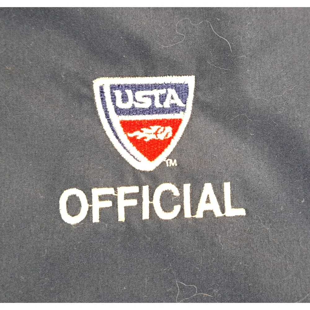 Vtg Charles River Apparel USTA Full Zip Jacket Navy Blue Pockets Rip Cord - Picture 3 of 11